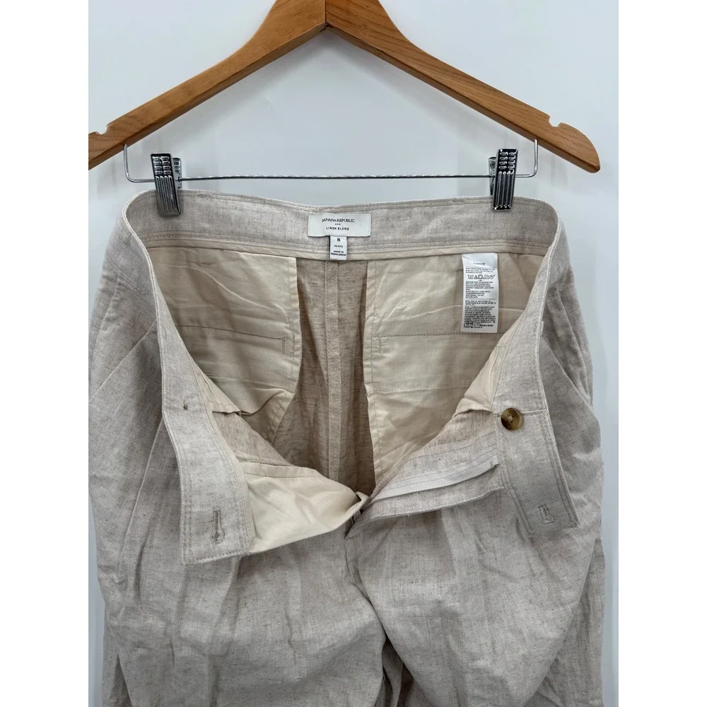 Banana Republic Linen Blend Wide Leg Pleated Trousers‎ Pants Size 8 Petite NEW